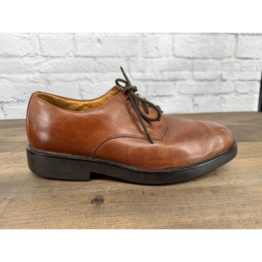 Lands End Mens Brown Leather Lace Up Oxford Dress Shoes Size 10D Classic Capsule